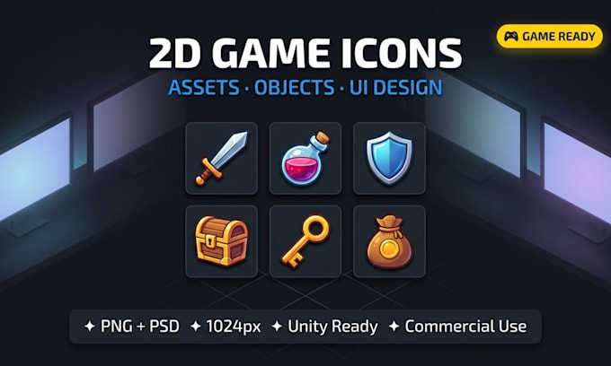 Design 2d game icon object asset and ui for mobile indie or casual game ...