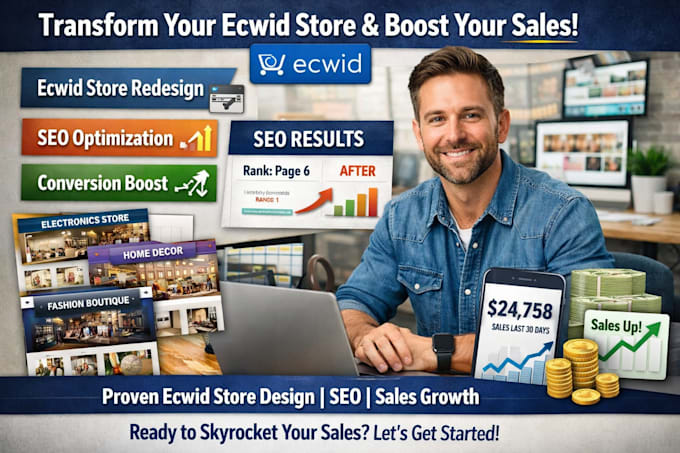 build ecwid website design store redesign ecwid product listing seo optimization