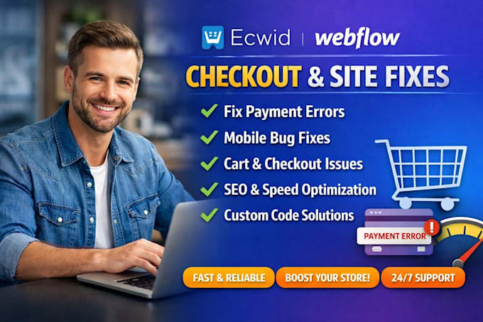 ecwid webflow checkout fix payment error mobile bug SEO speed cart fix