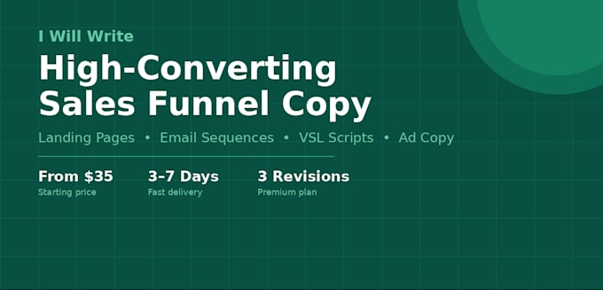 write high converting sales funnel copy, landing pages, and email sequences