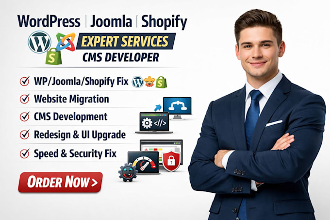 fix wordress joomla shopify bugs migrate redesign develop cms plugins developer