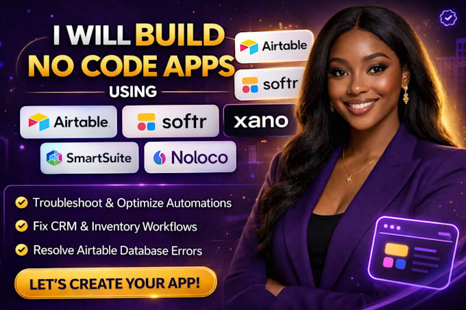 build no code database apps with airtable, xano, glide, softr, nocodb, baserow