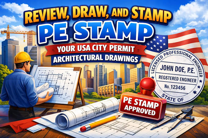 Review, draw, and stamp, pe stamp your usa city permit architectural ...