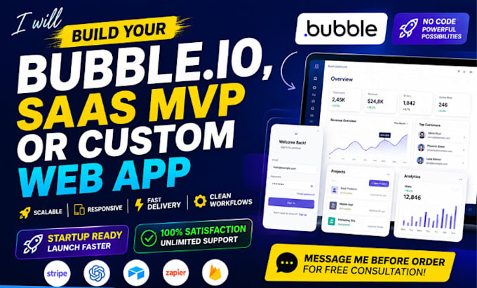 build your bubble io, saas mvp or custom web app