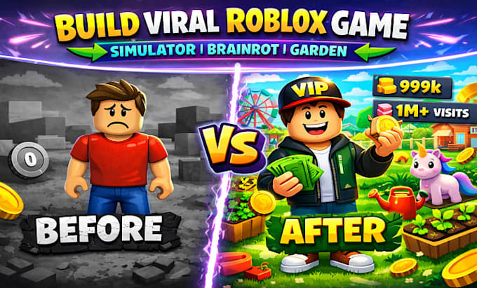 build a roblox simulator, brainrot or grow a garden game with monetization