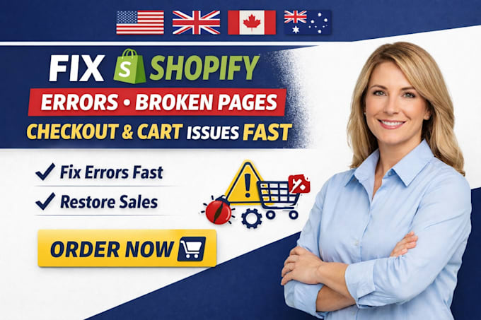 fix shopify store bugs errors issues broken pages checkout cart issues fast