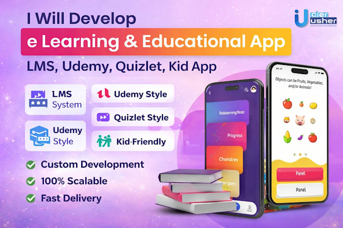 develop e learning app, educational app, lms app, kid learning app, udemy app