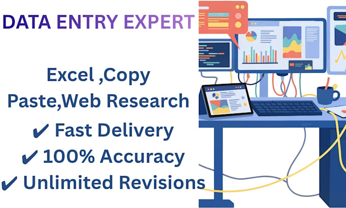 do accurate data entry, copy paste and excel work