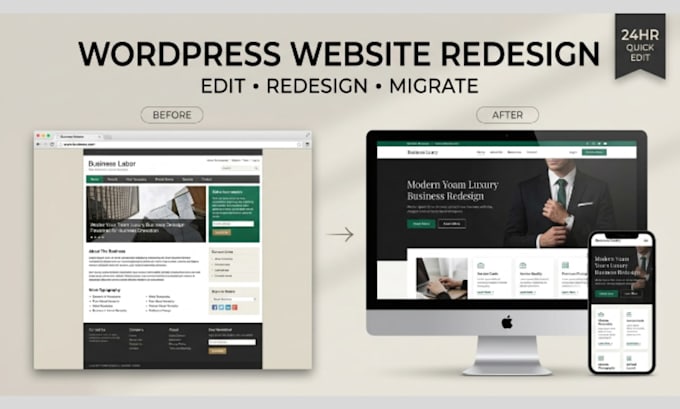 edit wordpress website, design basic website, migrate wordpress in 24hrs