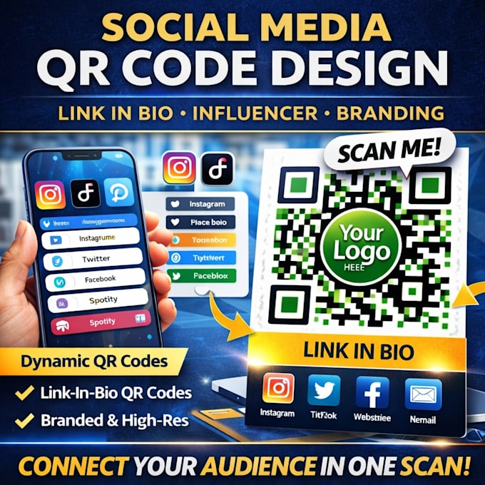 create social media qr code, link in bio qr code with branding