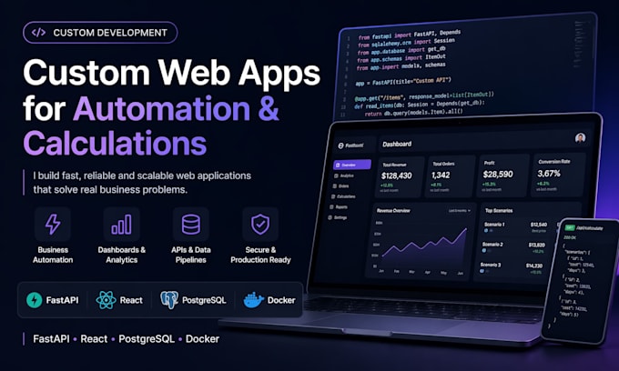 build a custom web app for automation, dashboards or calculations