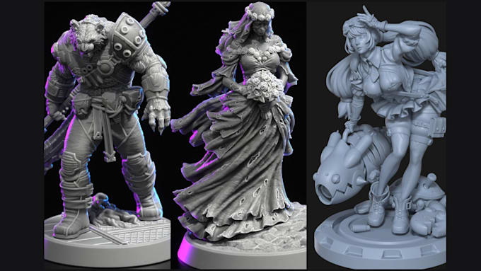 sculpt custom 3d miniatures and stl for 3d printing