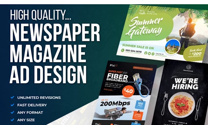 Design a print ad for magazine newspaper billboard programs,flyers by ...