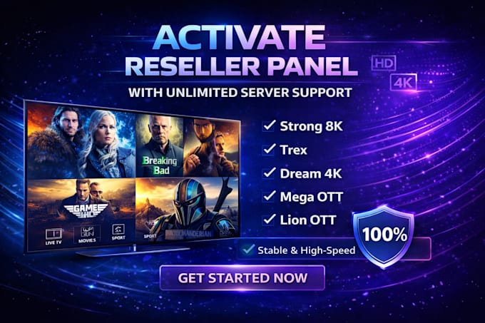 Activeer reseller panel met onbeperkte serverondersteuning, sterke 8k ...