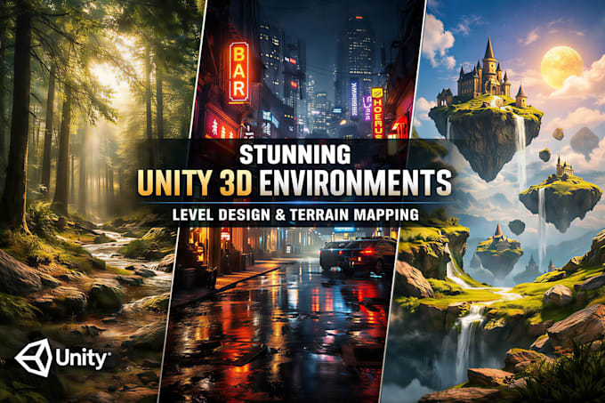 create stunning game environment, level design and terrain map in unity 3d