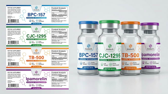 create peptide label design 3d vial mockup peptide label supplement labels cbd