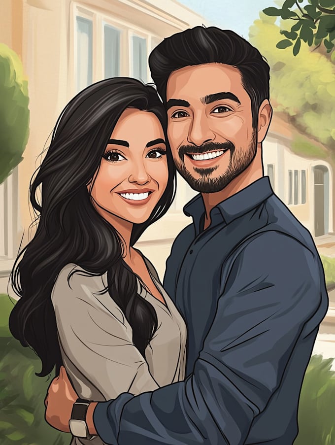 draw funny couple caricatures for you