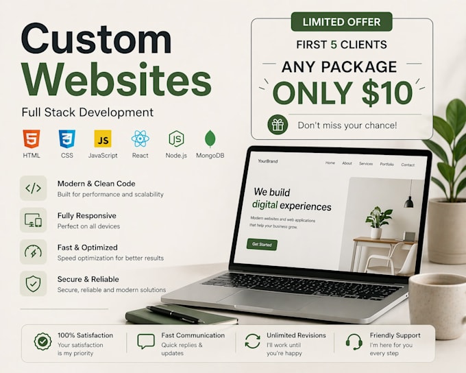 build a custom website with modern design and backend