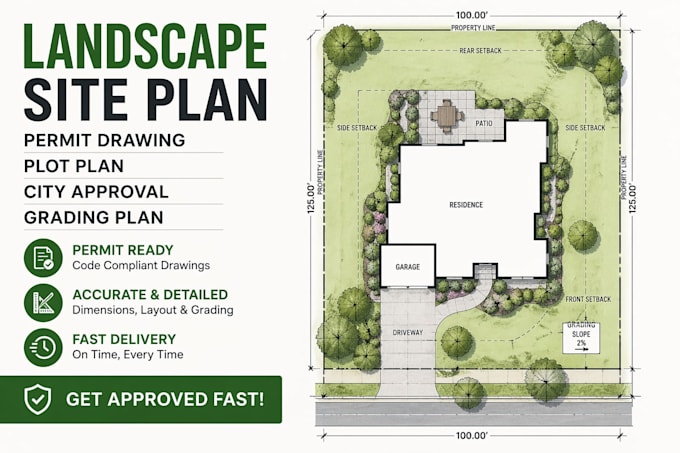 Landscape Activity Permit Plan d'aménagement paysager, permis, dessin, plan de lot, approbation ...