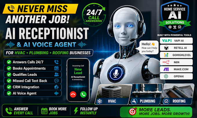 fix ai receptionist and ai voice retell vapi for hvac plumbing roofing business