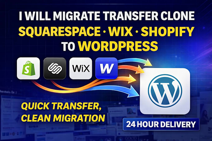 migrate transfer clone squarespace wix shopify webflow to wordpress