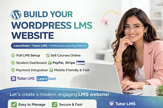 build wordpress website, wordpress lms learndash tutor lms elearning website
