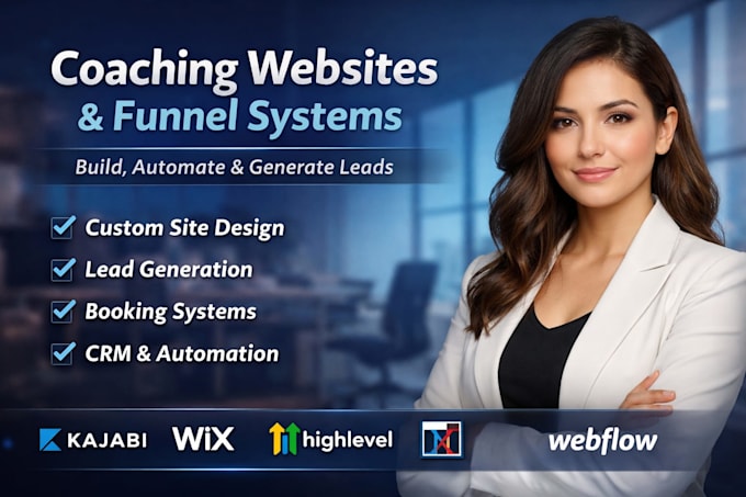 design kajabi wix course upload coaching website, funnel system, booking setup