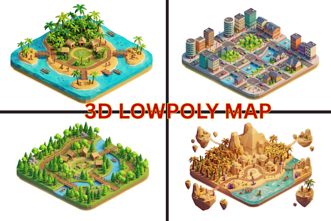 Create stylized lowpoly 3d maps and game environment by Akanniimap | Fiverr