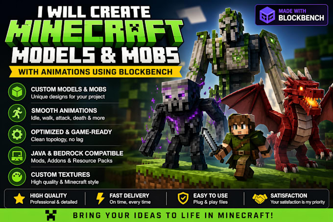 create minecraft models and mobs with animations using blockbench