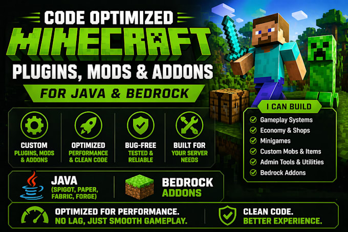 code minecraft plugins mods and addons for java and bedrock