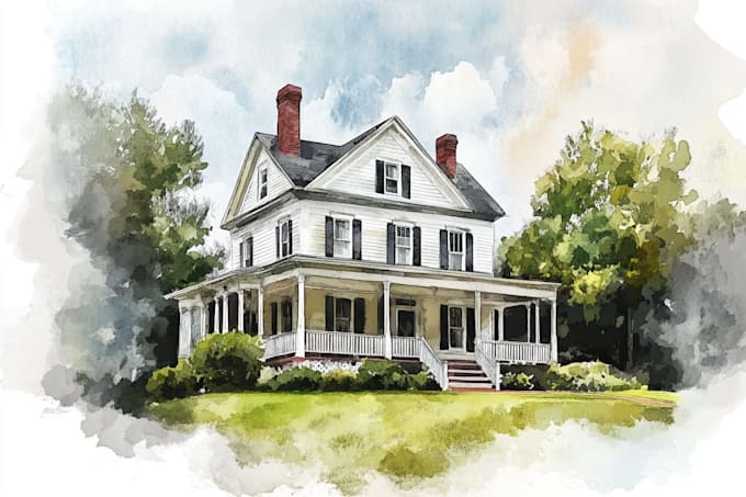 paint watercolor house portrait