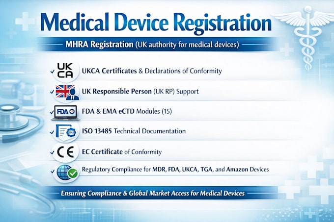 do mhra registration, ukca certificate, fda registration eu mdr documentation