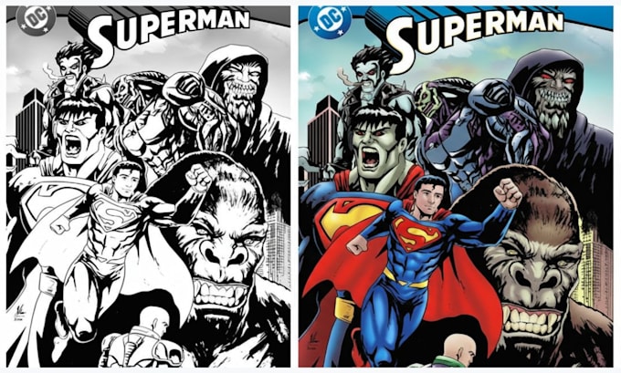 create professional comic book illustration and dynamic graphic novel art