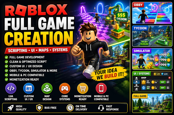 roblox full game creation full game development roblox map scripting ui obby