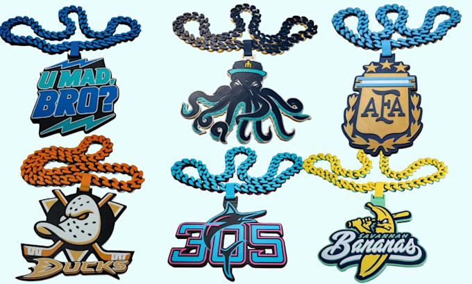 custom 3d hype chain pendant, cuban chain, logo jewelry, stl 3mf for 3d printing