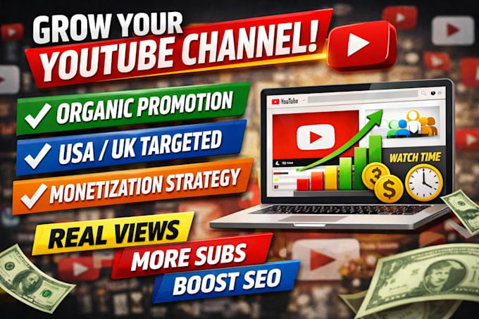 do organic youtube channel promotion for monetization, USA UK audience growth