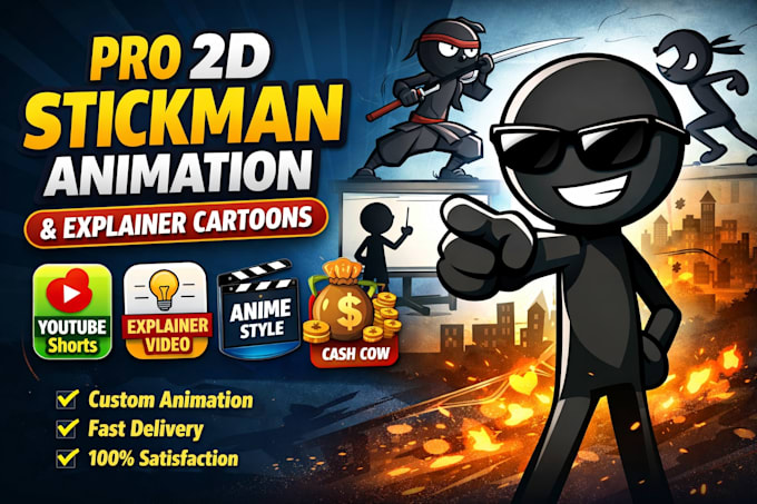 create 2d stickman animation stickman explainer video stick figure cartoon video