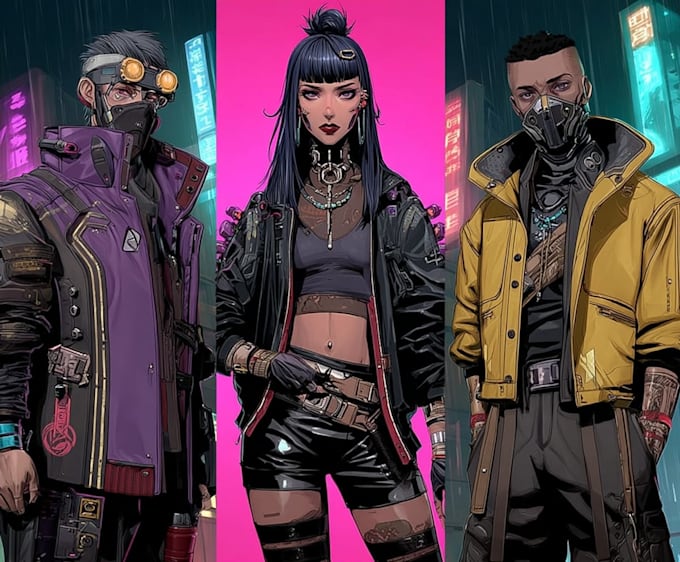 create detailed cyberpunk characters for games and stories