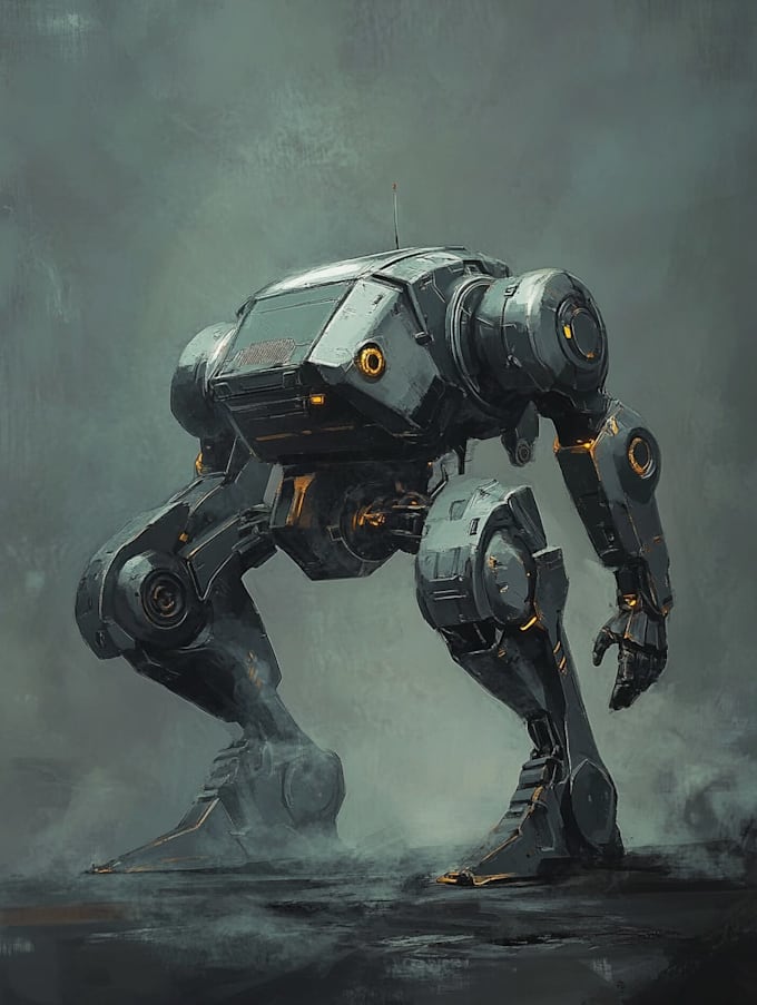 draw a robot mecha design and anime