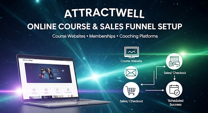 design attractwell website, funnels, online course and CRM setup