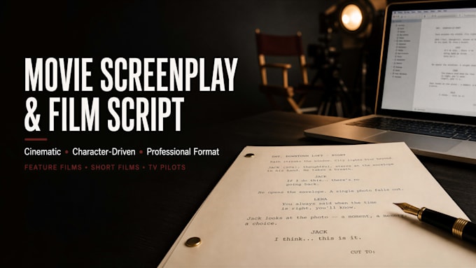 write a professional movie screenplay, film script or TV pilot