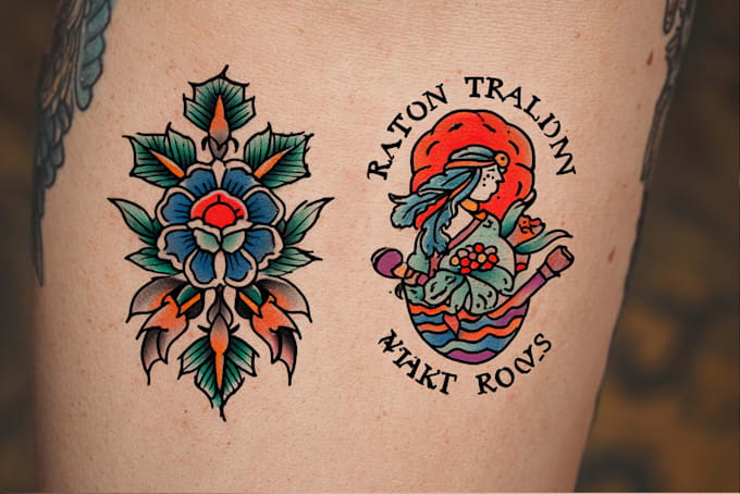 create traditional tattoo, logo design old school