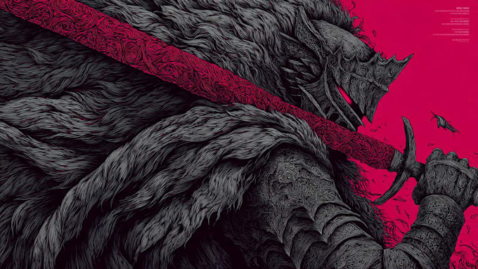 draw custom dark berserk style art in high quality