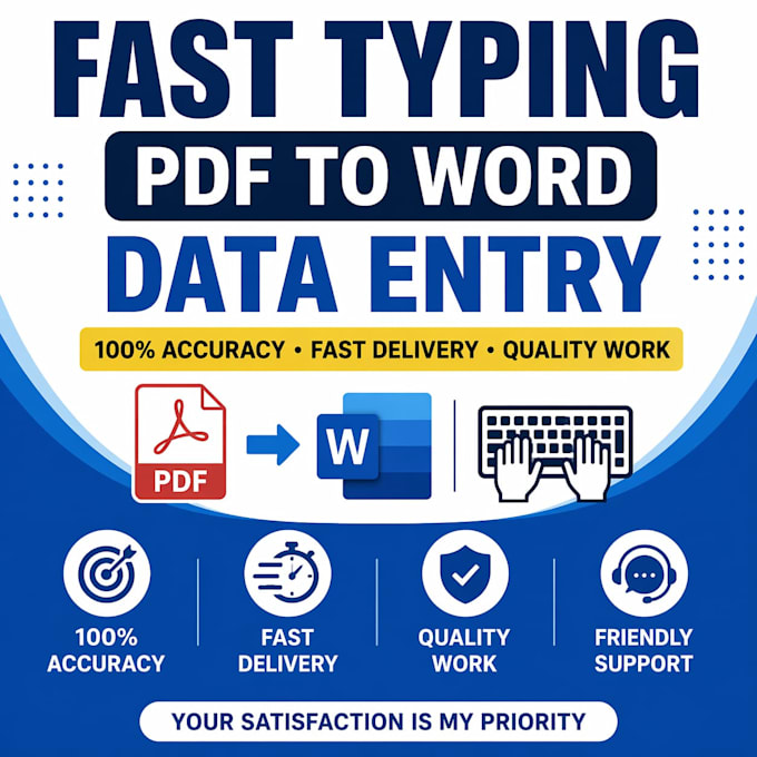 Works Fast Typing Do fast typing work, pdf to word conversion and data entry by Manoj ...