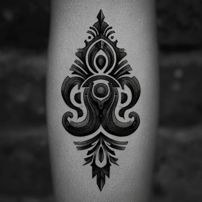draw cool engraving style blackwork tattoo design