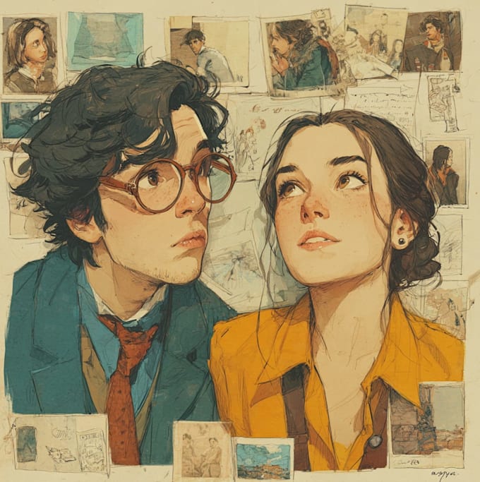 draw couple portrait illustration