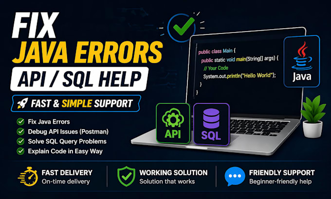help fix basic java, API or sql errors