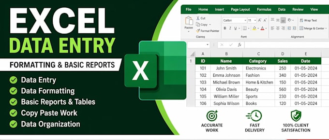 Do excel data entry, formatting and basic reports by Rajarshiseth | Fiverr
