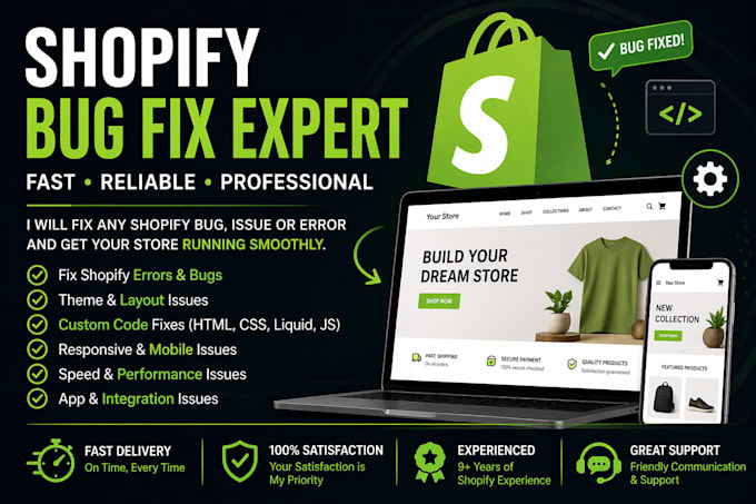 fix shopify bugs, errors, and customize your store professionally