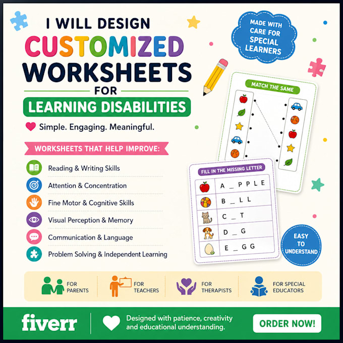 create worksheets and activities for children with learning disabilities